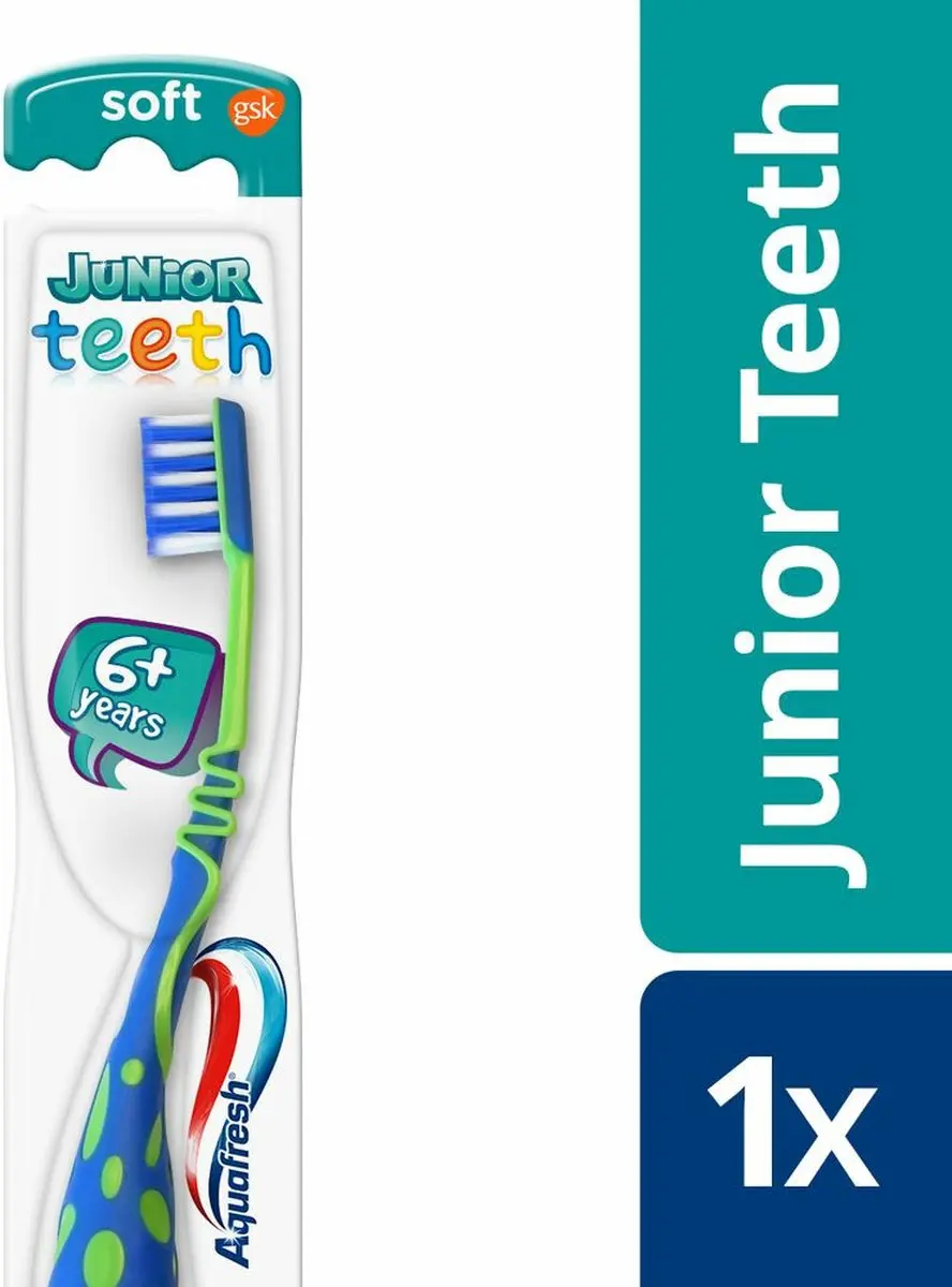 Aquafresh Junior Teeth Tandenborstel - 12 Stuks Blauw/Groen