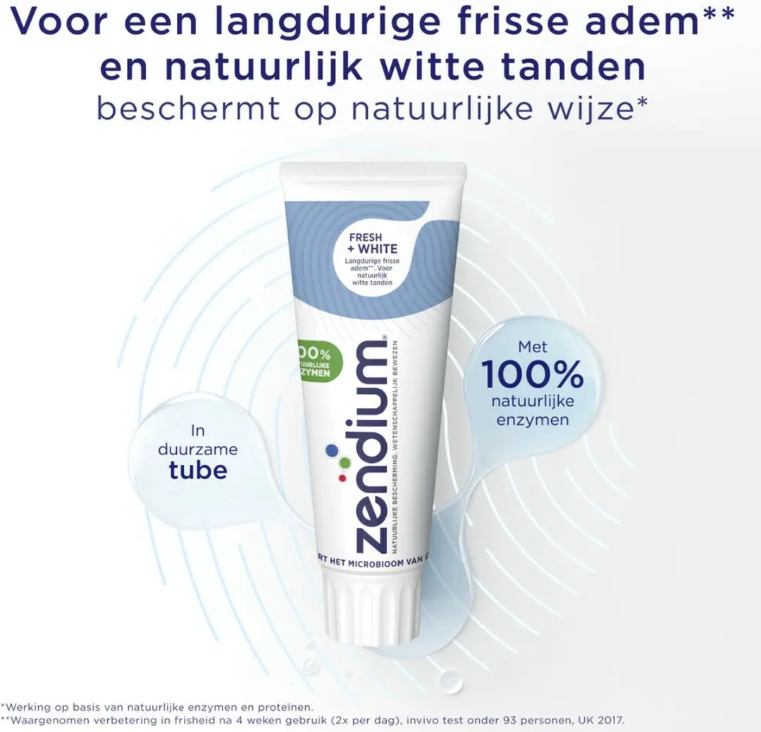 Zendium Fresh+White Tandpasta 75ml - 5 Stuks