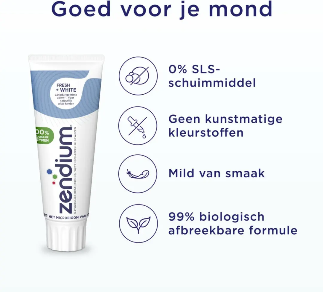 Zendium Fresh+White Tandpasta 75ml - 5 Stuks