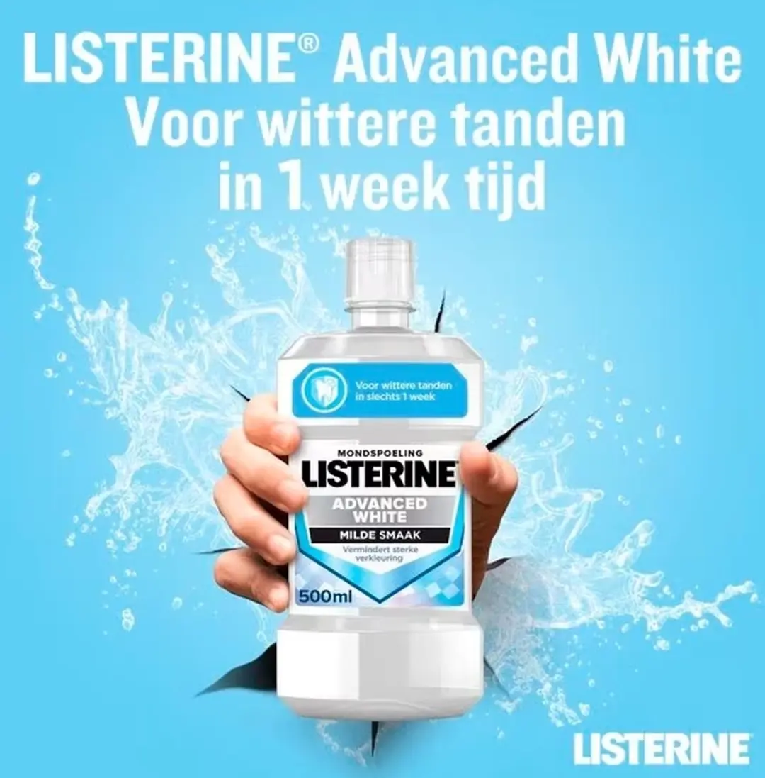 Listerine Mondwater Advanced White Mild 500ml - 6 Stuks