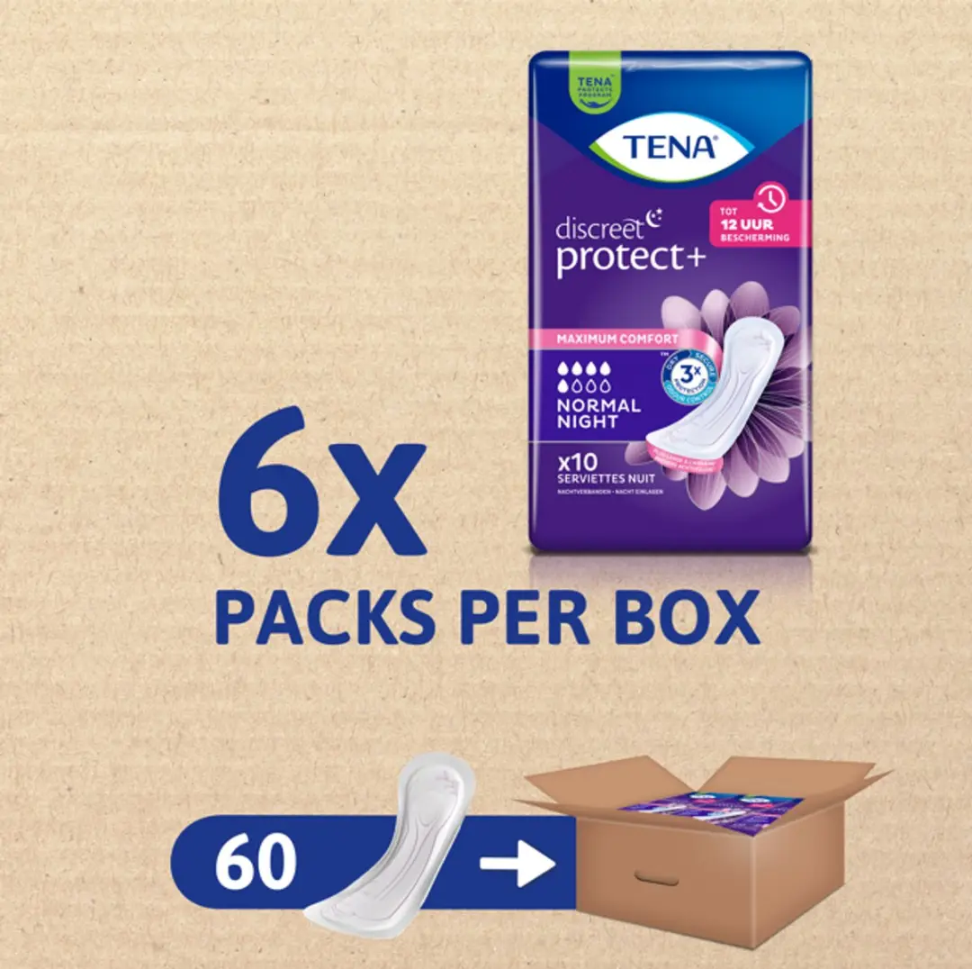 TENA Discreet Protect+ Normal Night Nachtverbanden - 60 Stuks