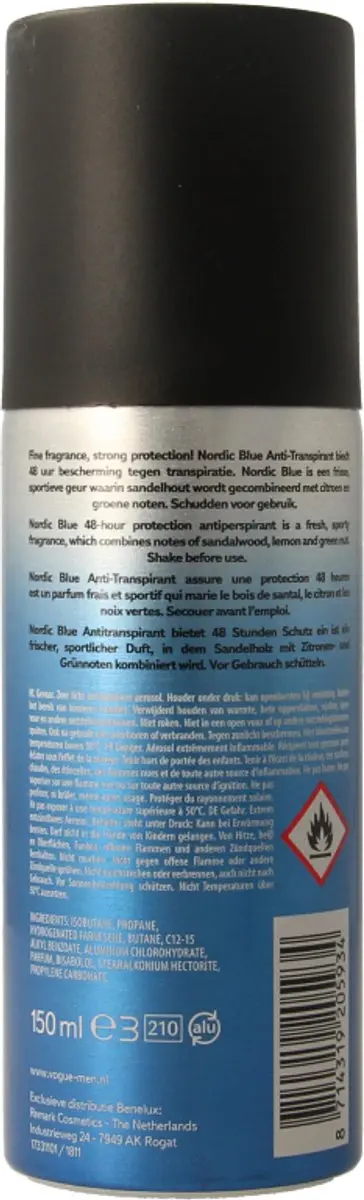 Vogue Men Nordic Blue Anti-Transpirant Spray 150ml