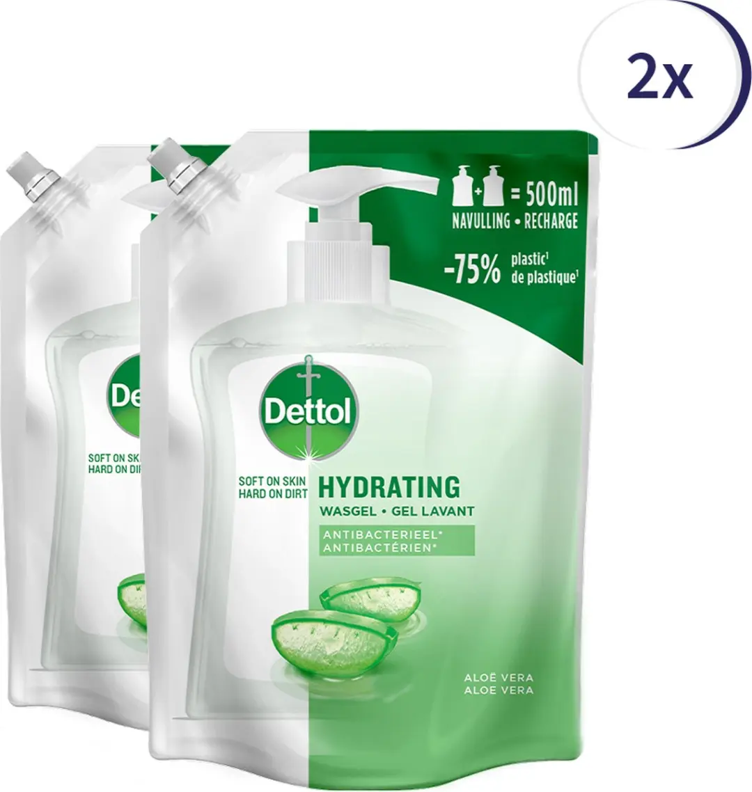 Dettol Refill Hydraterende Aloë Vera 500ml - 2 Stuks