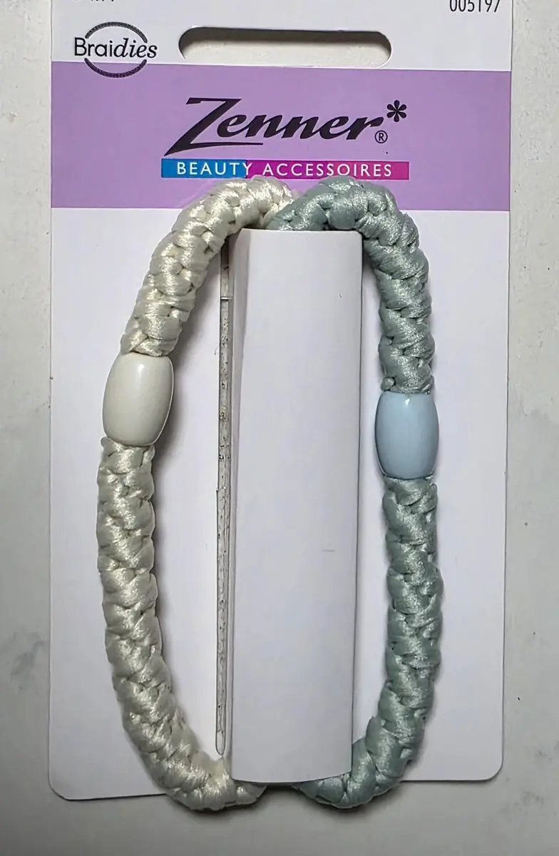 Zenner Braidies Haarelastiek 2x - Ecru/Wit/Blauw Pastel