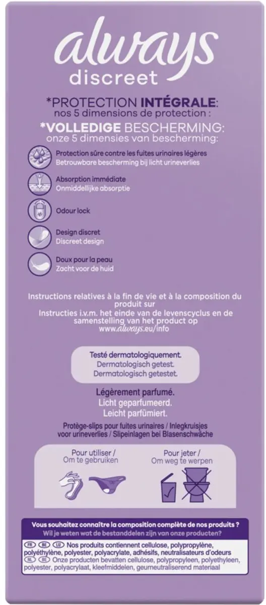 Always Incontinentieluiervoering - 28 Stuks - Paars/Roz/Wit