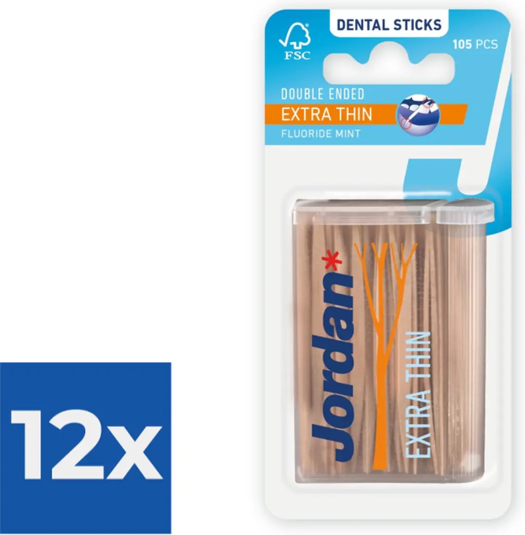 Jordan Dental Sticks Extra Thin - 12 Stuks