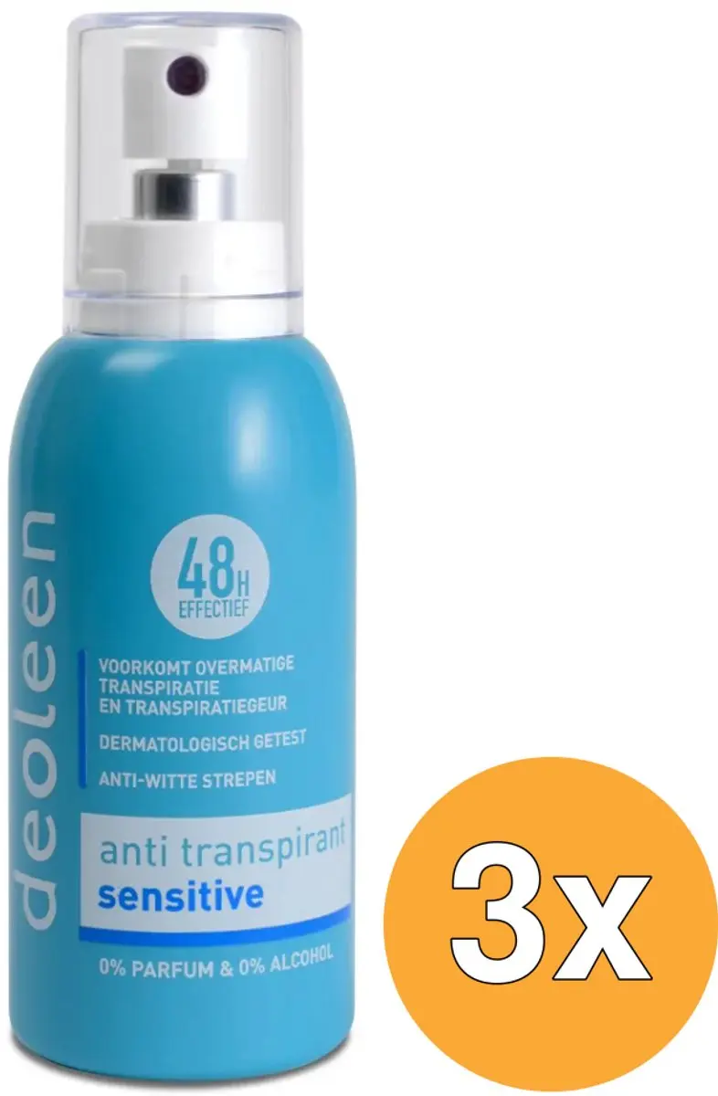 Deoleen Sensitive Anti-Transpirant Verstuiver 75ml - 3 Stuks