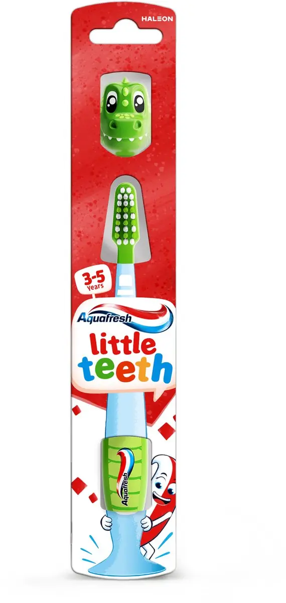Aquafresh Little Teeth Tandenborstel 3-5 Jaar - Reishoes Blauw/Oranje/Rood/Wit/Zwart