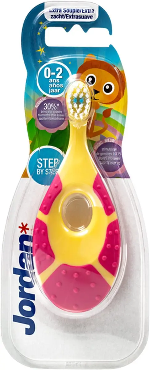 Jordan Tandenborstel STEP 1 Baby - 6 Stuks - Geel/Roze/Mintgroen