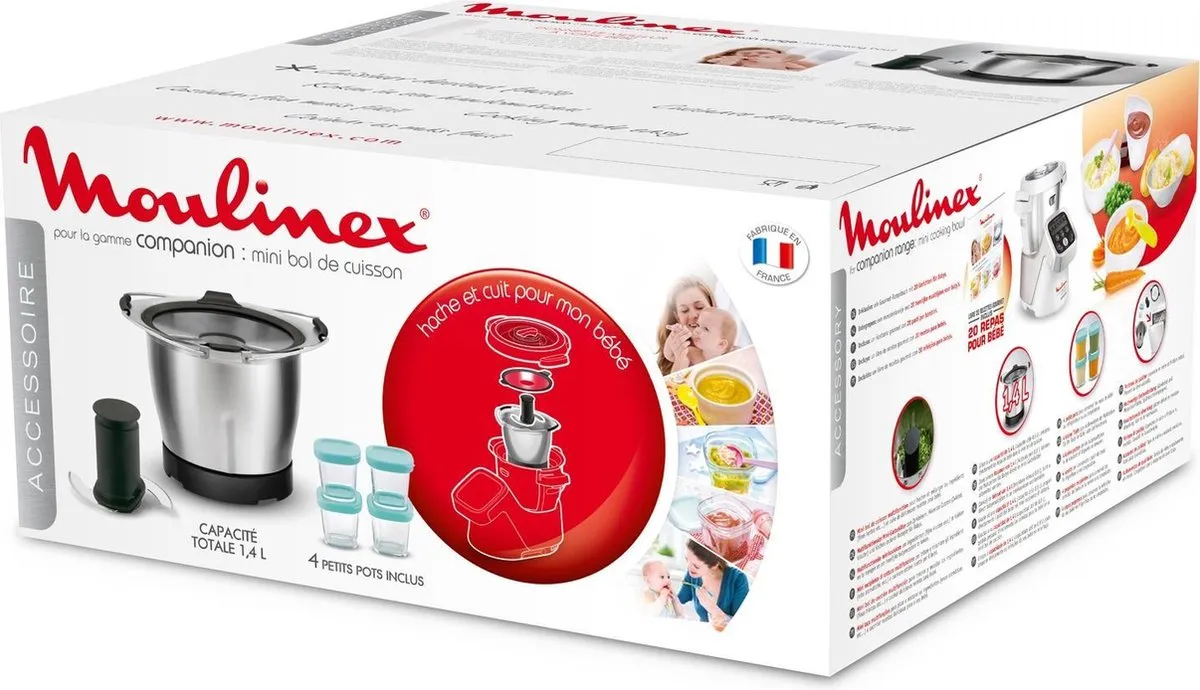 Moulinex XF387E10 Kom Babyvoeding - 0,8L - Zwart/Roestvrijstaal