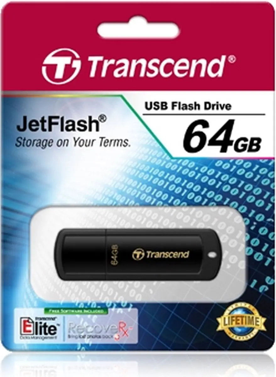 Transcend JetFlash 350 TS64GJF350 USB-stick 64GB - Zwart