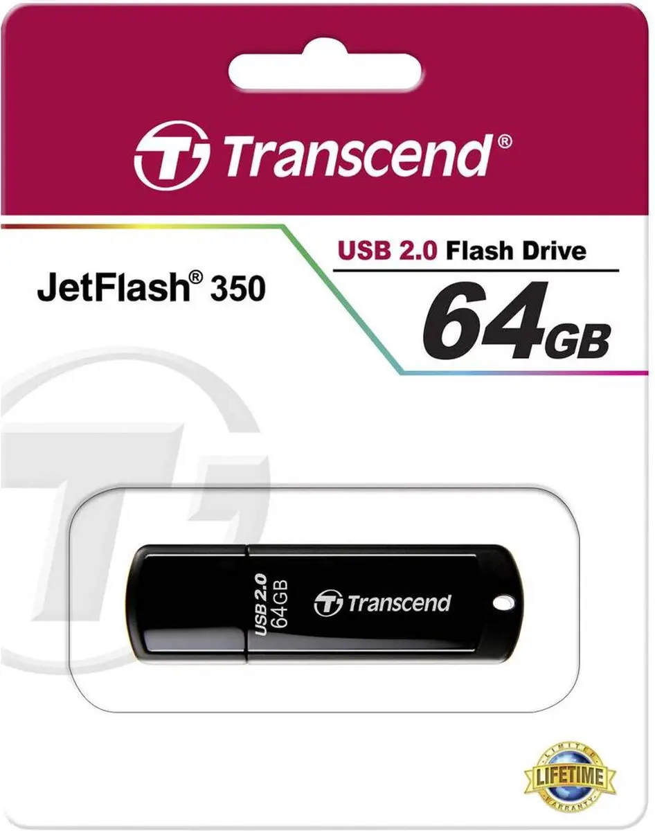 Transcend JetFlash 350 TS64GJF350 USB-stick 64GB - Zwart - afbeelding 6 van 6