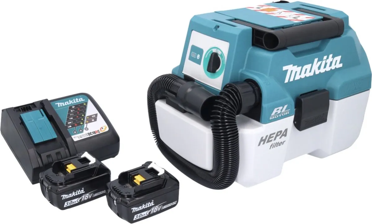 Makita DVC750LZ Accustofzuiger LXT 18V - 67 mbar - 7,5 l - Groen