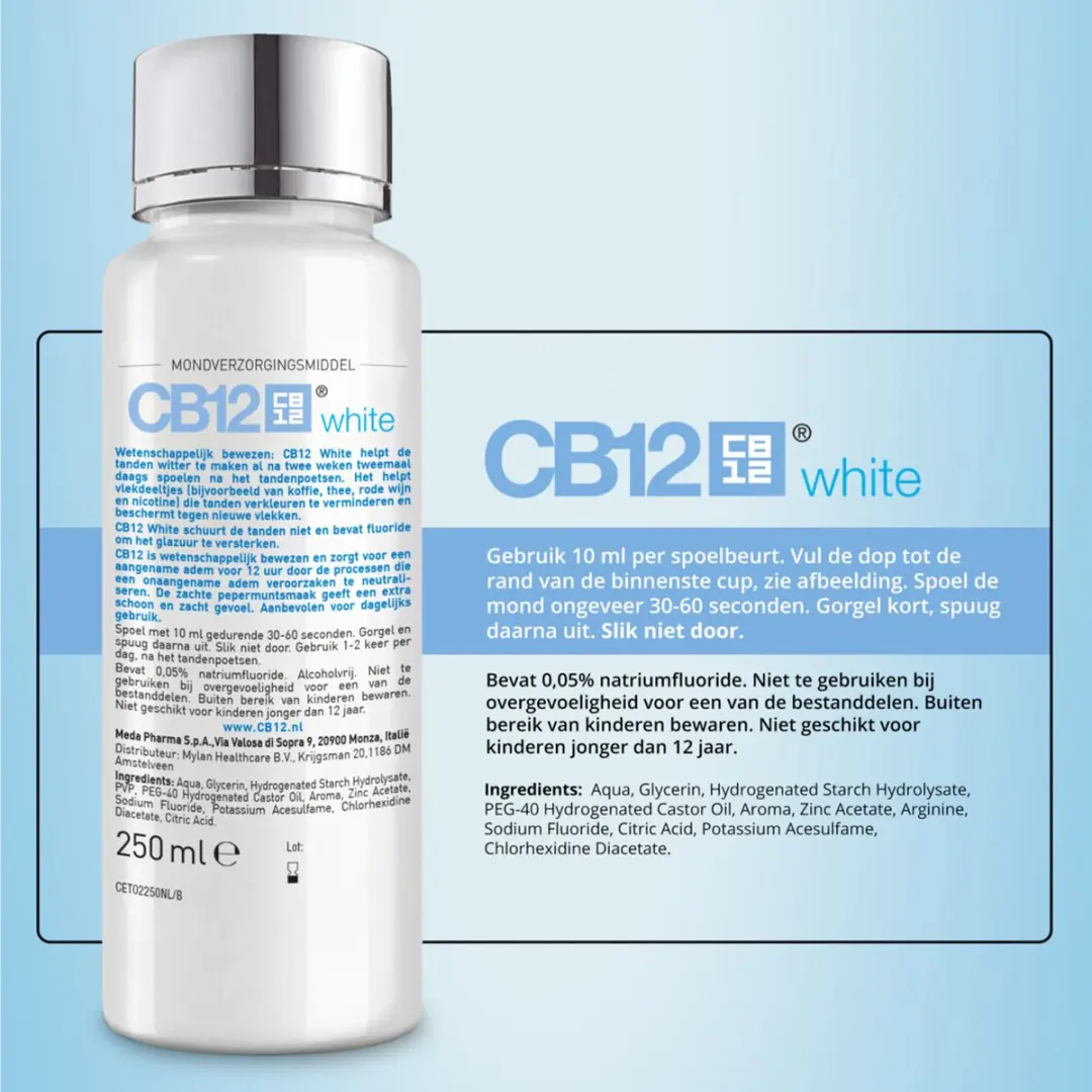 CB12 Mondwater White 250ml - 6 Stuks