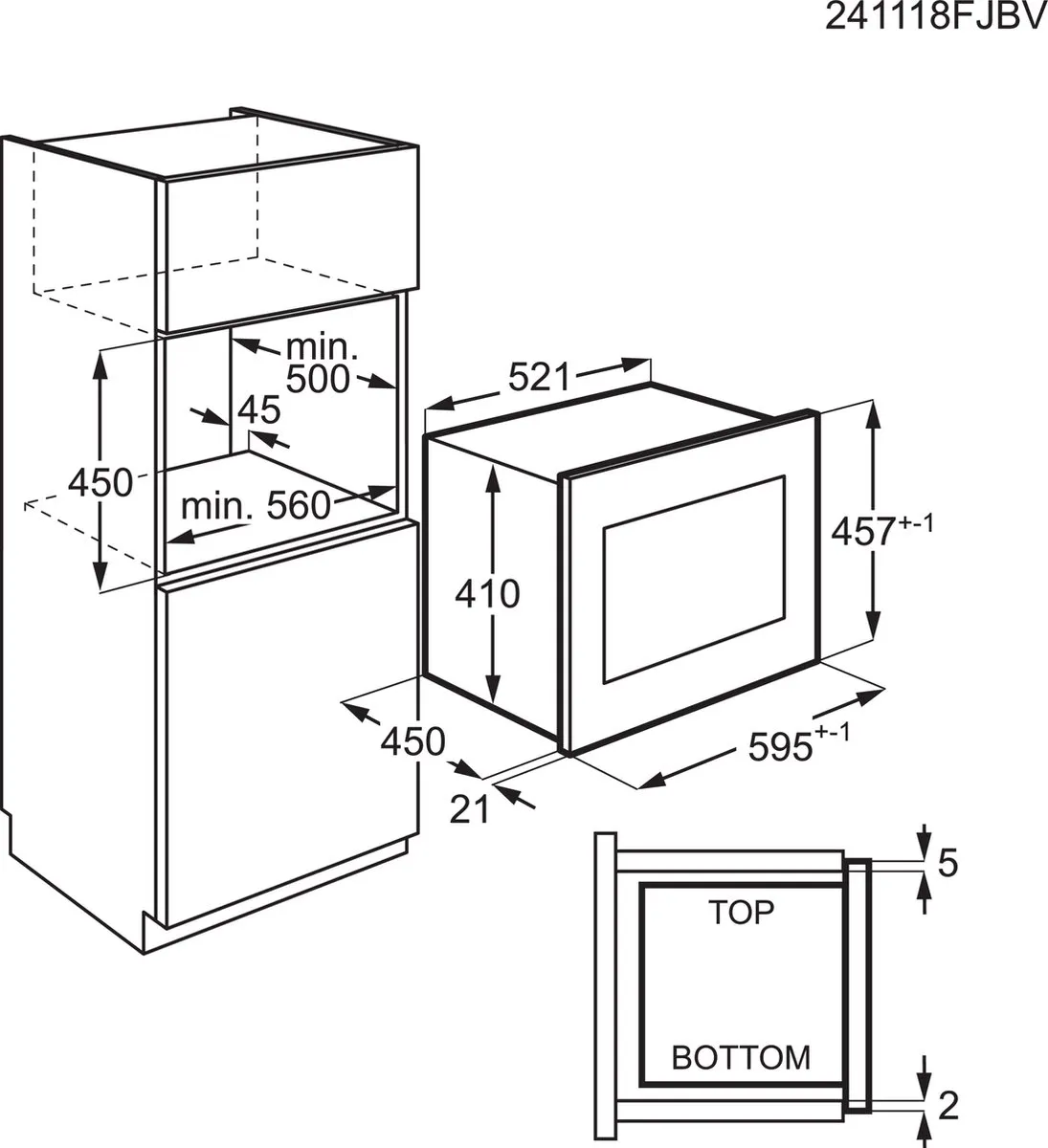 AEG OS5CM34MB Inbouwmagnetron 34L - 1000W - Mat zwart