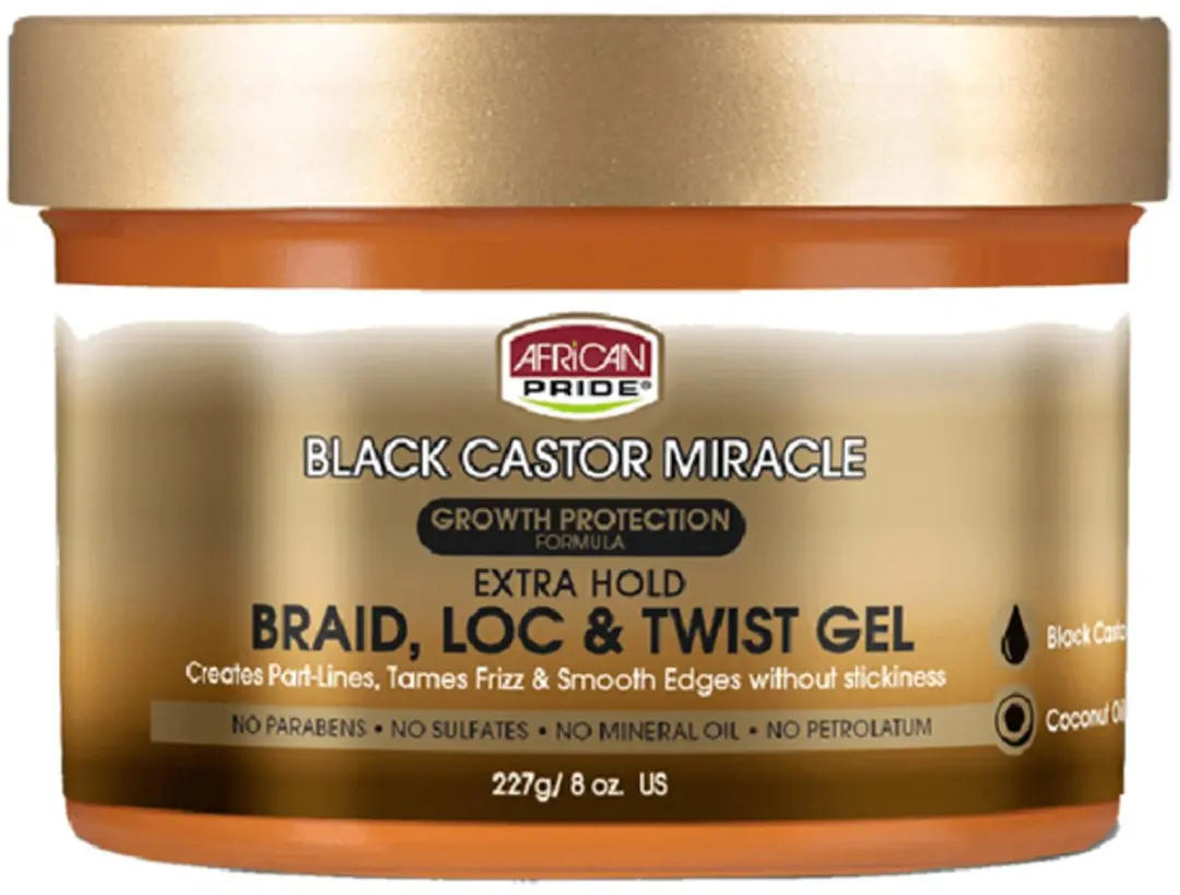 African Pride Black Castor Miracle Braid Loc Twist Gel 227g