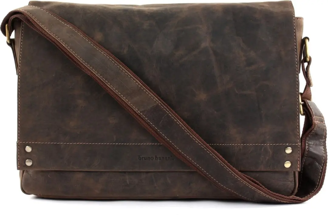 Bruno Banani Leren Laptoptas Crossbody Bag 12" - Bruin