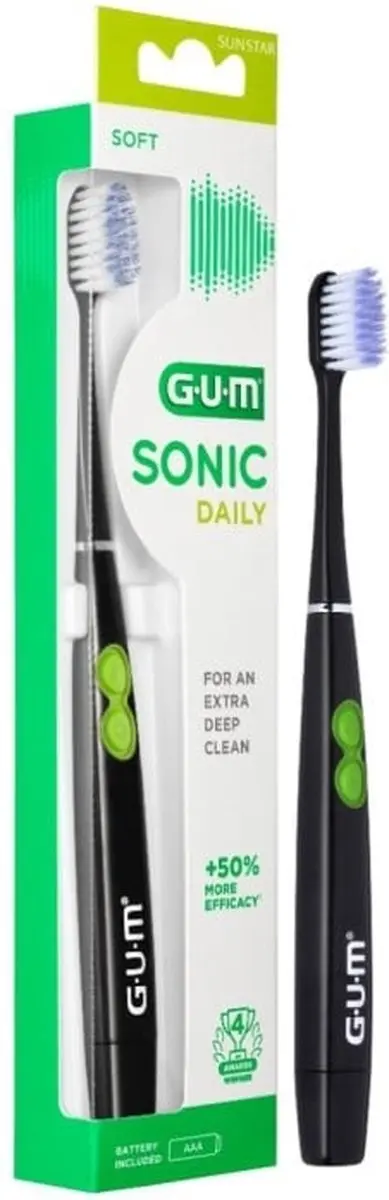 GUM Sonic Elektrische Tandenborstel - Zwart + 2 Stuks Opzetborstels