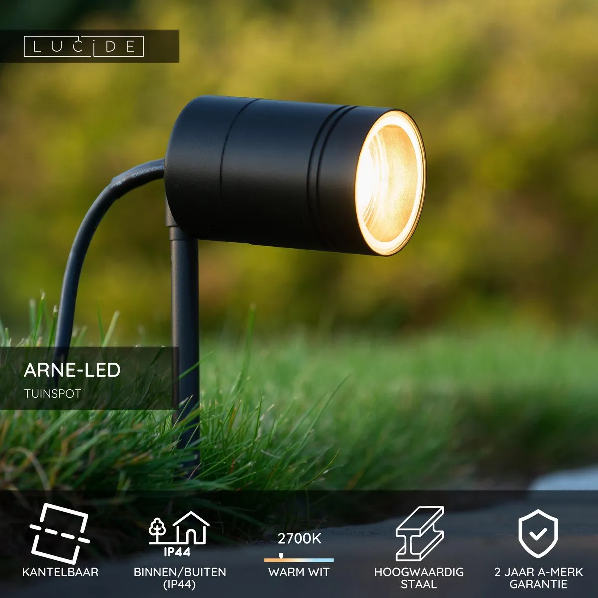 Lucide ARNE-LED Tuinspot GU10 5W 2700K - Zwart