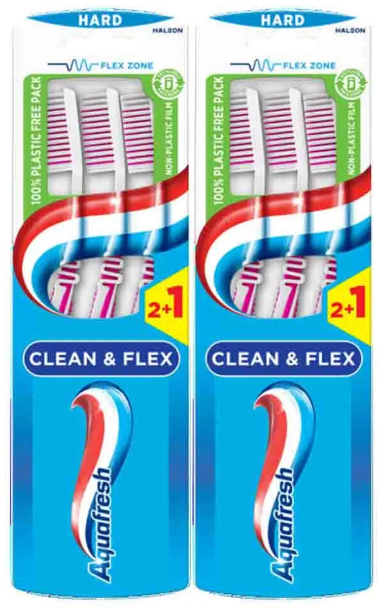 Aquafresh Clean & Flex Tandenborstel - 6 Stuks (2x3) - Roze/Wit