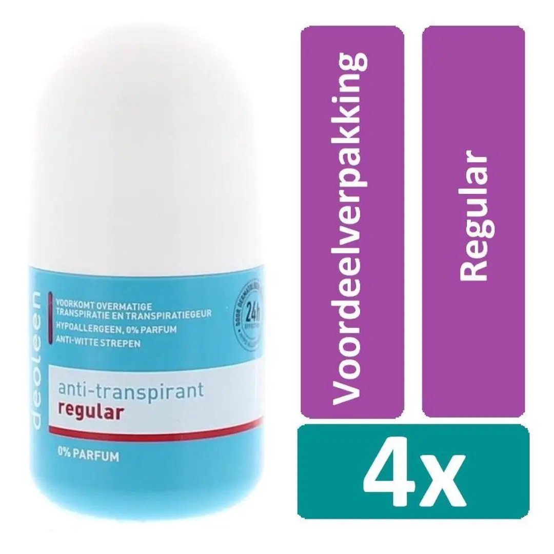 Deoleen Deodorant Roller Regular 200ml - 4 Stuks