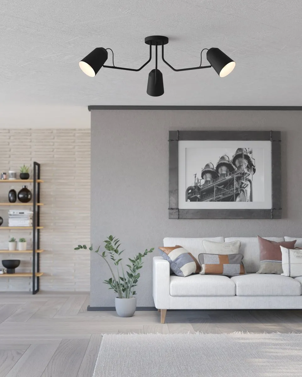 Eglo Loreto Plafondlamp E27 - Ø114,5cm - Zwart/Wit - afbeelding 6 van 6