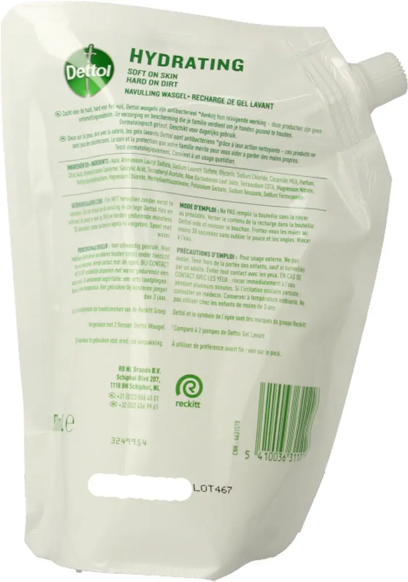 Dettol Refill Handzeep Hydraterend Aloë Vera 500ml