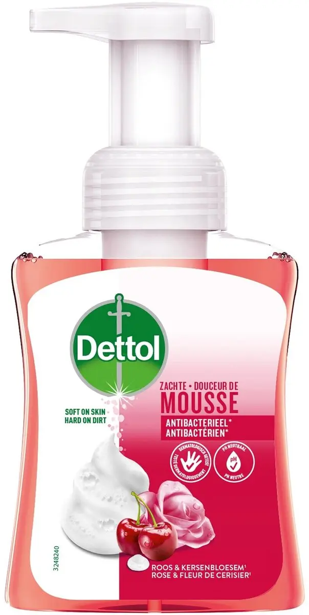 Dettol Antibacteriële Handzeep Mousse Roos & Kersenbloesem 250ml