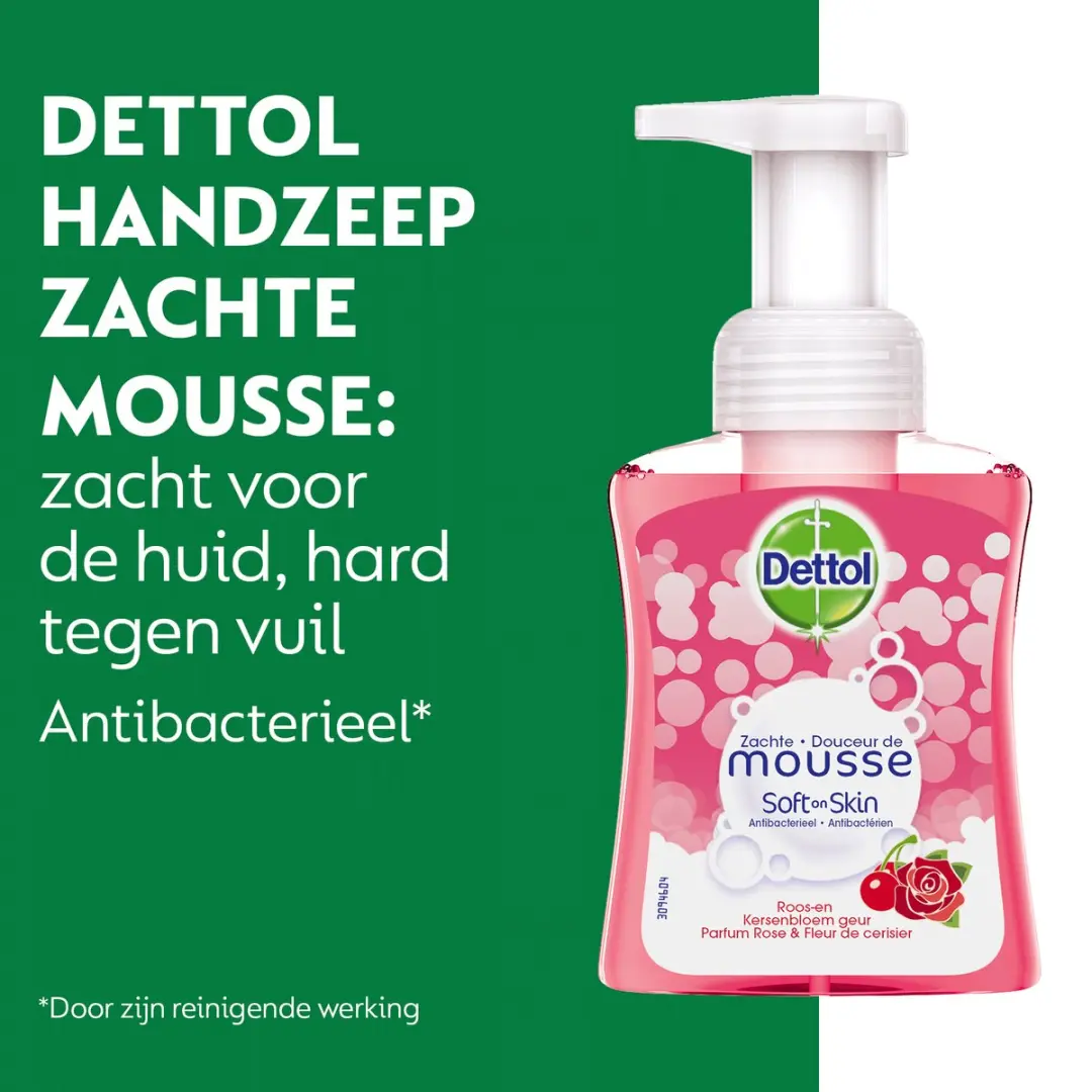 Dettol Antibacteriële Handzeep Mousse Roos & Kersenbloesem 250ml