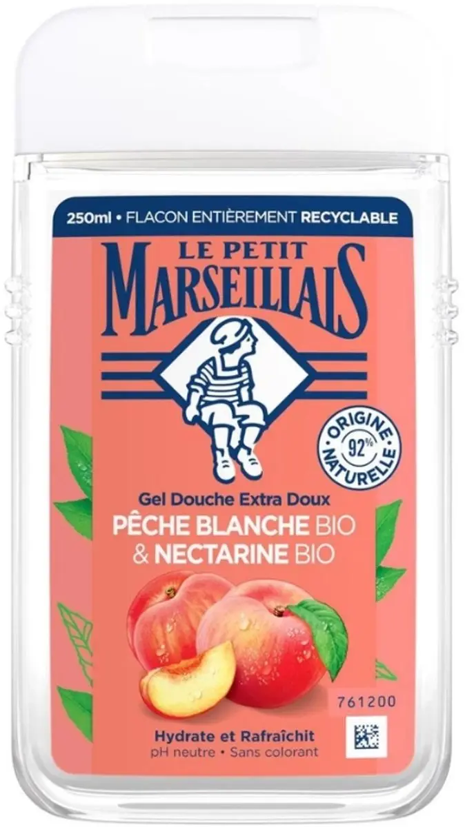 Le Petit Marseillais Douchegel Pêche Blanche & Nectarine 750ml - 3 Stuks
