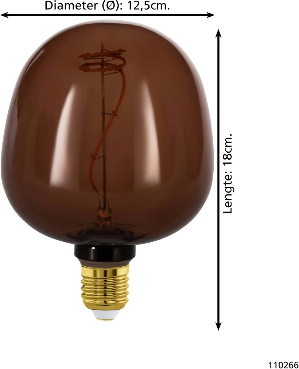 Eglo LED Lamp E27 G125 Cognac - 4W 2000K - Ø12,5cm
