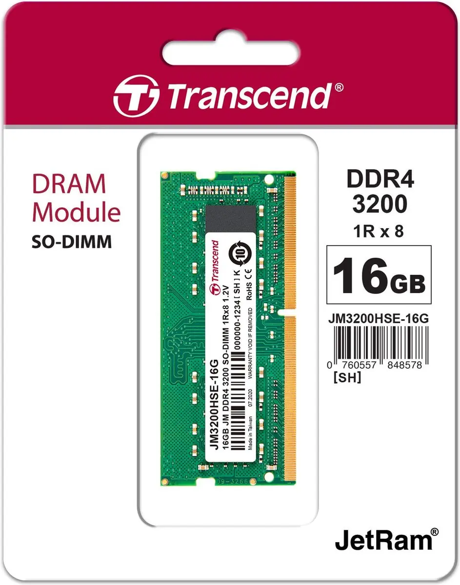 Transcend JetRAM JM3200HSE-16G DDR4 SO-DIMM 16GB 3200MHz