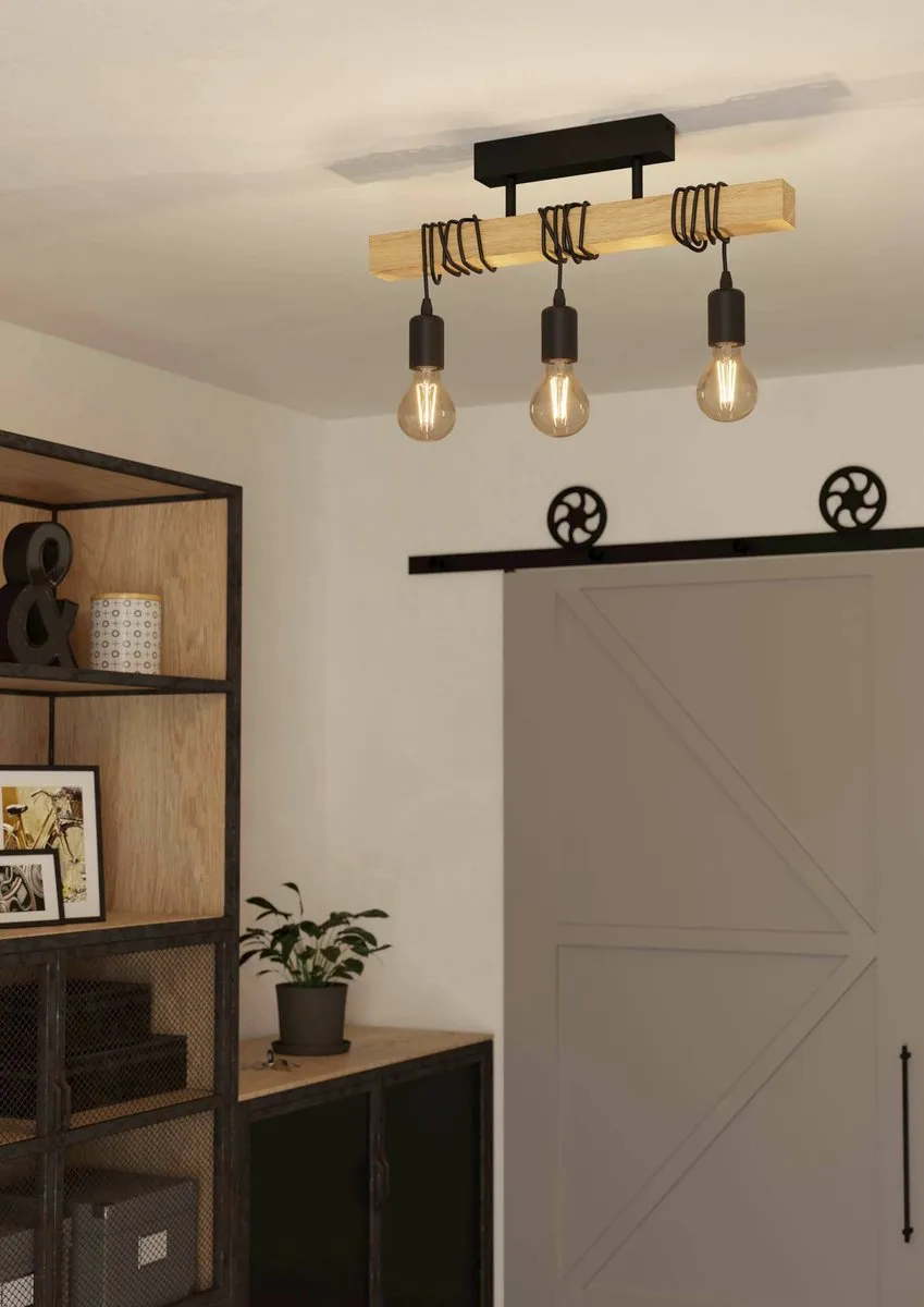 Eglo Townshend Plafondlamp E27 - 55cm - Zwart/Bruin