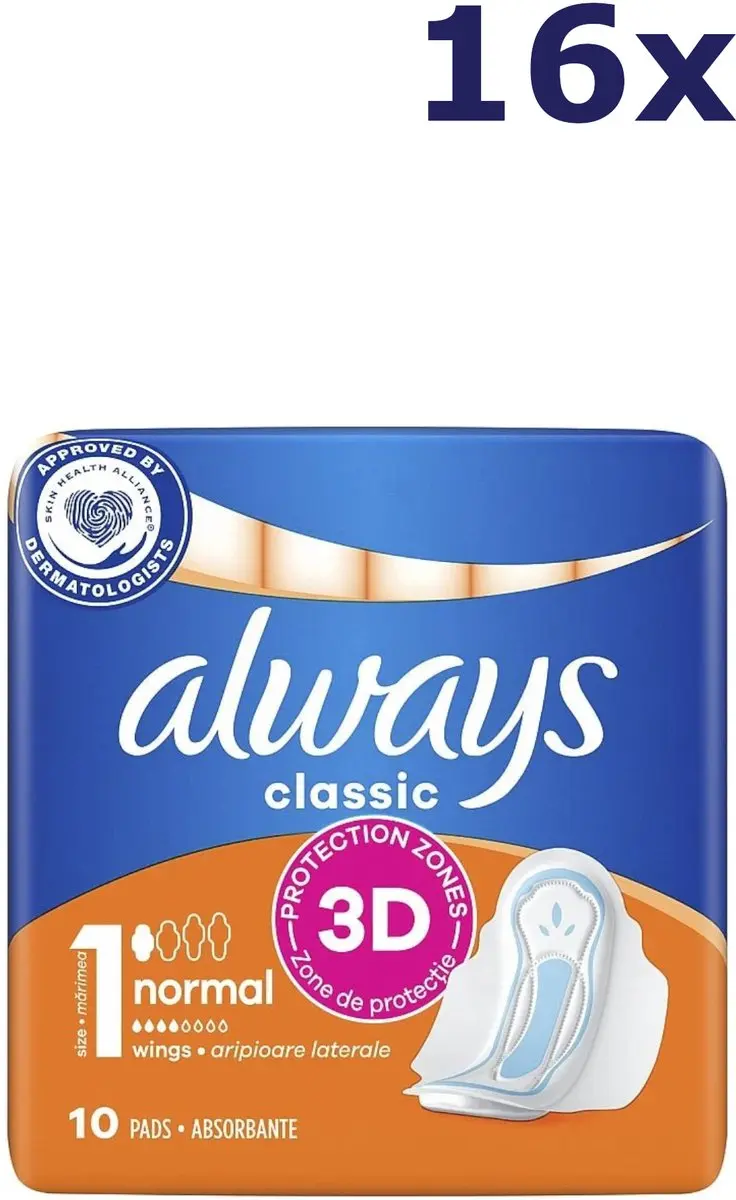 Always Classic Normal - 160 Stuks (16x10) - Blauw Roze
