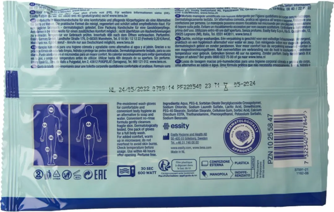 TENA ProSkin Natte Wasdoekjes - 5 Stuks