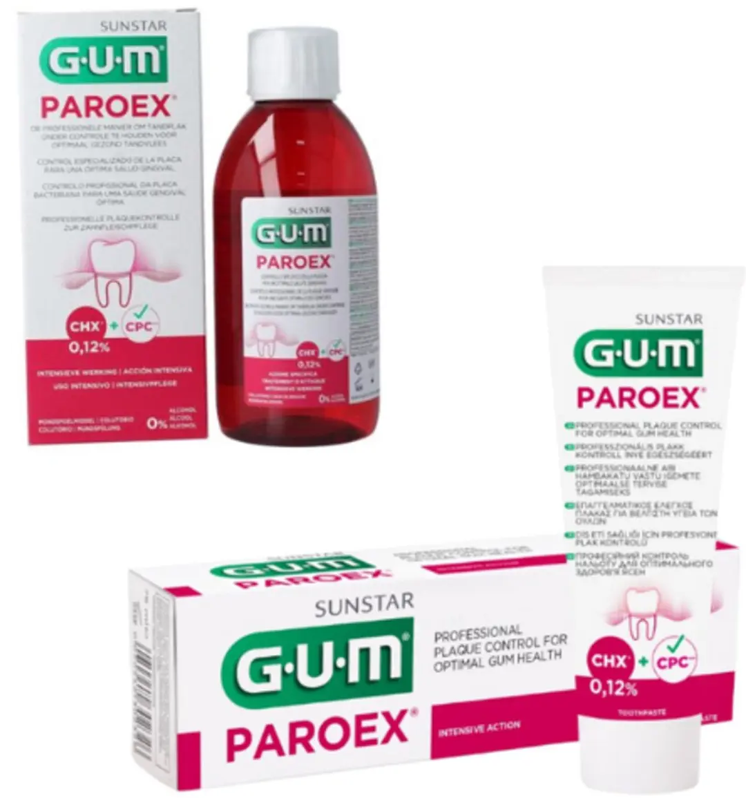 GUM Paroex Chloorhexidine Mondspoeling 375ml + Tandpasta