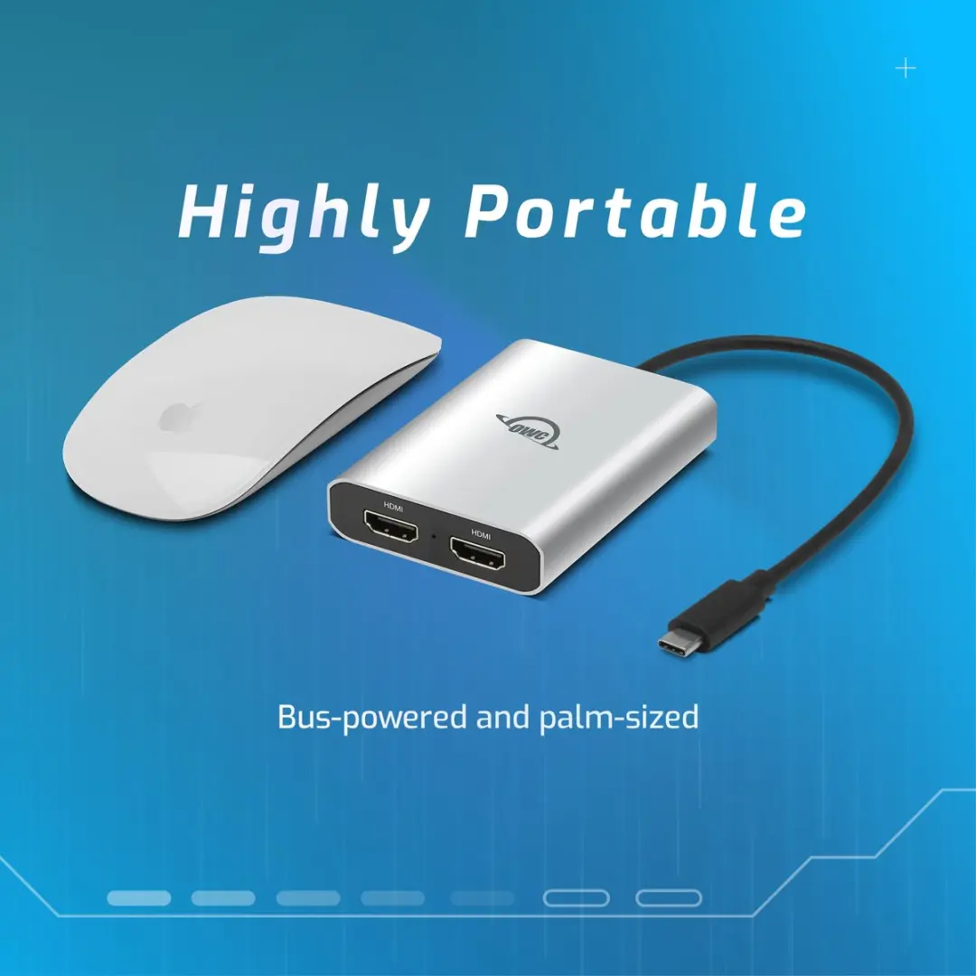 OWC USB-C Dual HDMI 4K DisplayLink Adapter OWCCADPDL2HDMIQ - Zilver