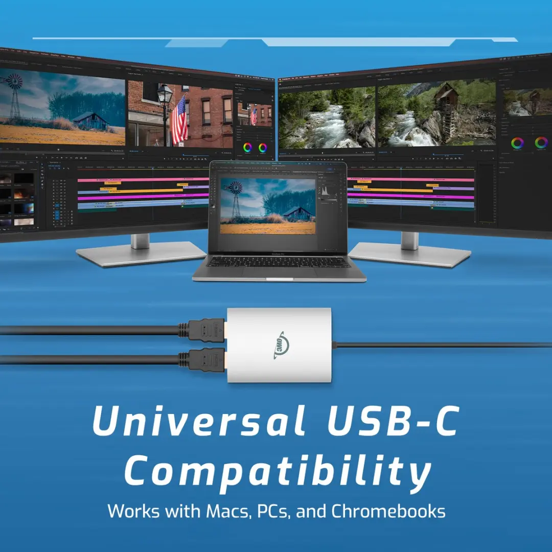 OWC USB-C Dual HDMI 4K DisplayLink Adapter OWCCADPDL2HDMIQ - Zilver