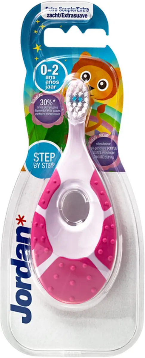 Jordan Tandenborstel STEP 1 Baby - 4 Stuks - Geel/Roze/Mintgroen