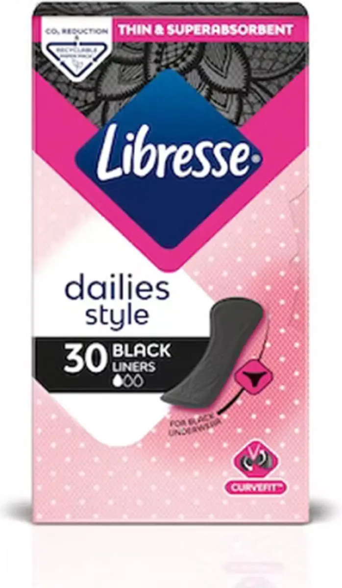 Libresse Inlegkruisjes Zwart - 30 Stuks