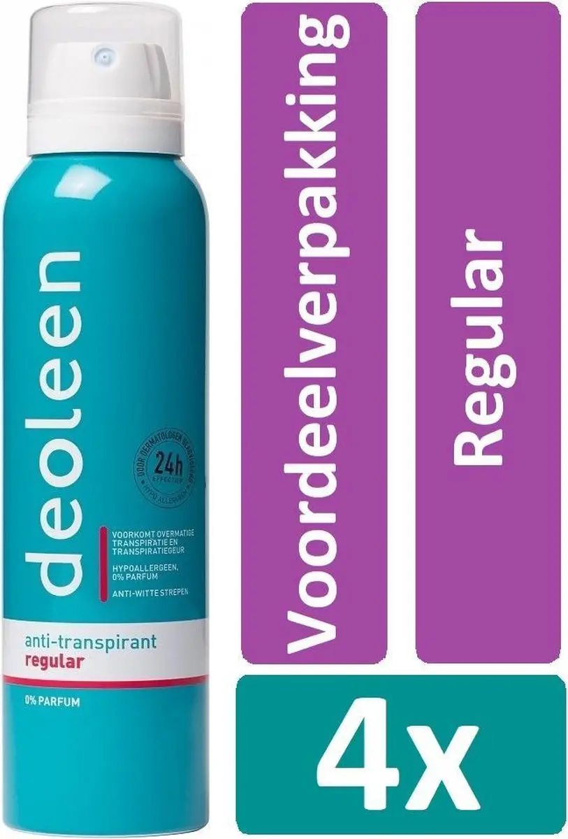 Deoleen Regular Deodorant Spray - 20 Stuks (4x150ml)