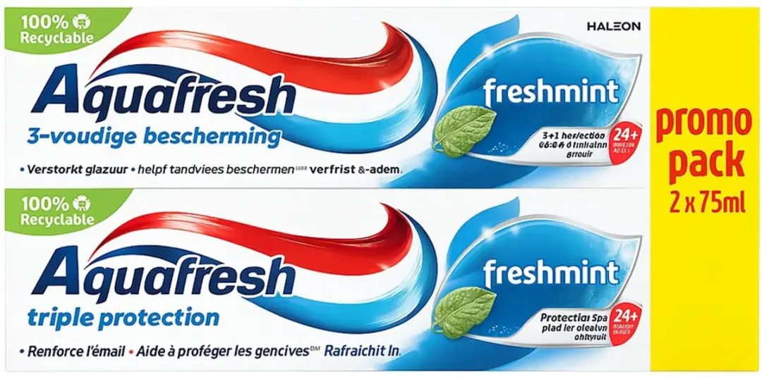 Aquafresh Freshmint 3-in-1 Tandpasta Promo Pack 2x75ml