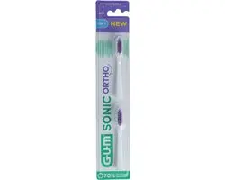 GUM Sonic Ortho Opzetborstels - 2 Stuks - Groen/Paars/Wit