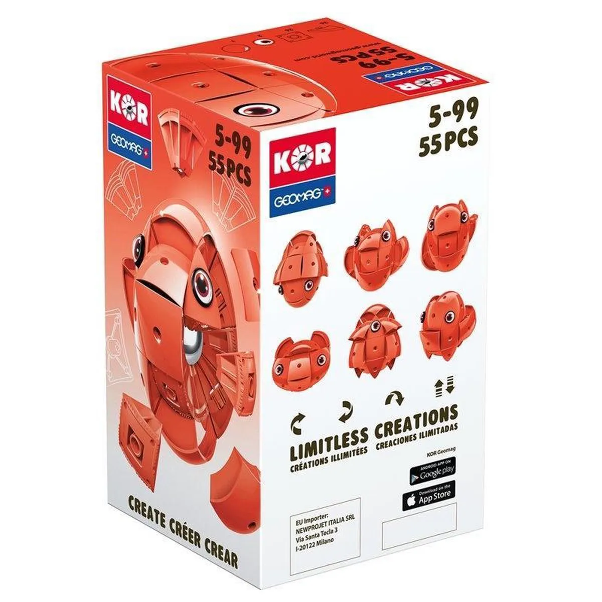 Geomag KOR 2.0 GM676 Bouwset - 55 Stuks - Rood
