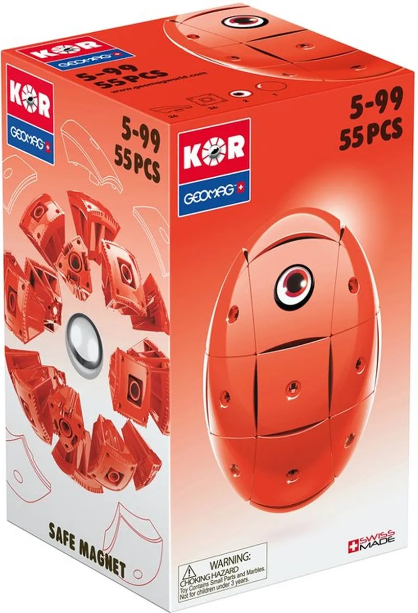 Geomag KOR 2.0 GM676 Bouwset - 55 Stuks - Rood