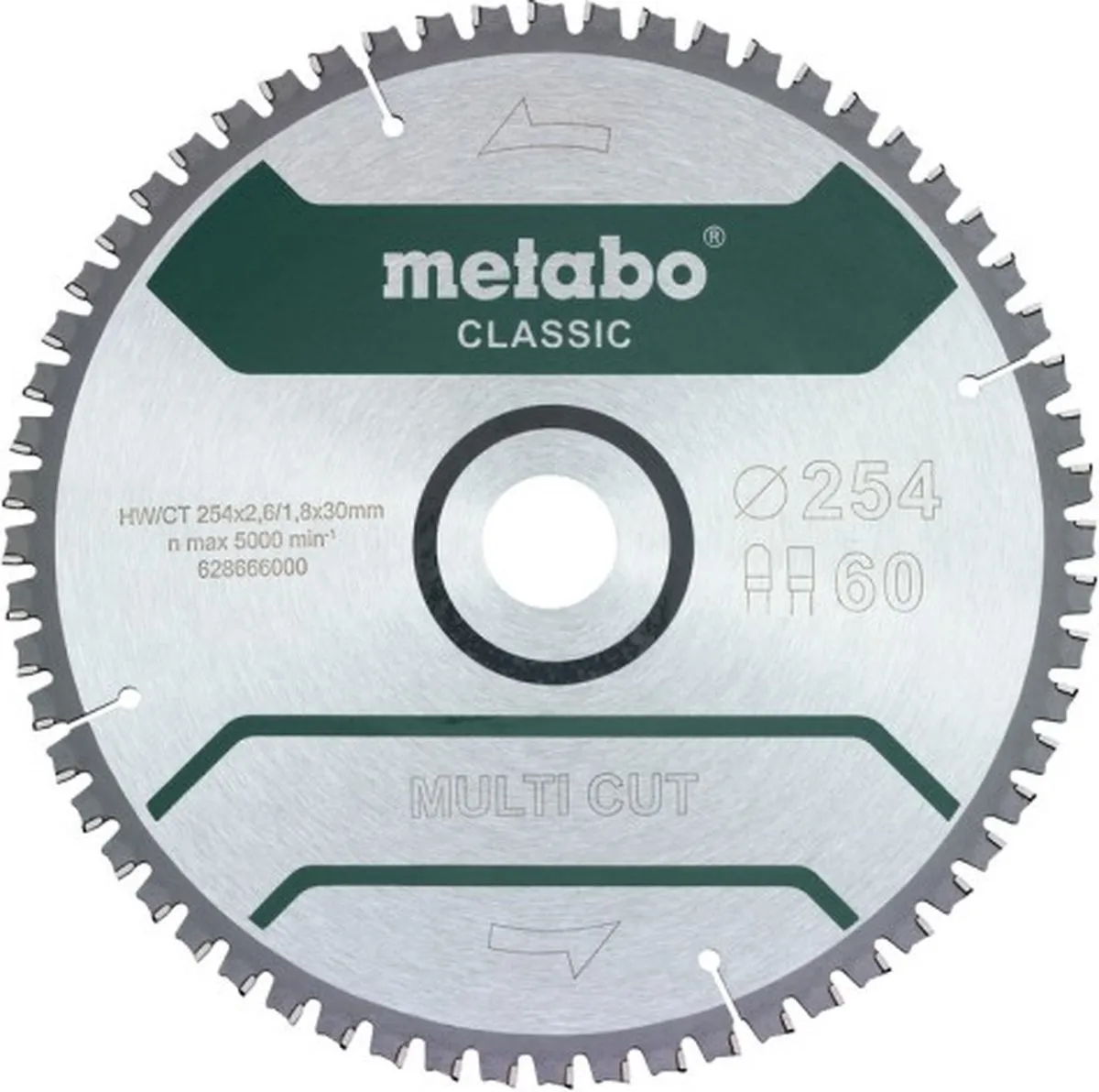 Metabo MULTI CUT CLASSIC 628666000 Cirkelzaagblad 254mm - 60 Tanden
