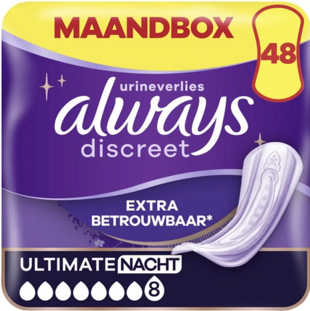 Always Discreet Maxi Night Incontinentieverbanden 48 Stuks