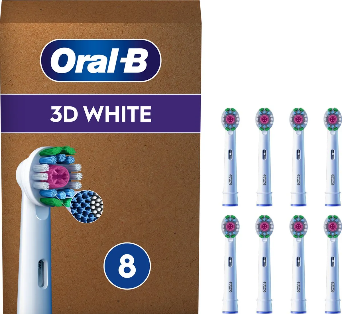 Oral-B 3D White Pro Opzetborstels CleanMaximiser 8 Stuks