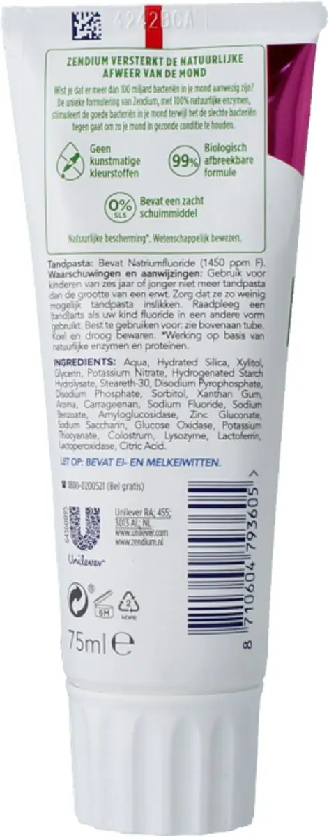 Zendium Tandpasta Sensitive+ White 75ml
