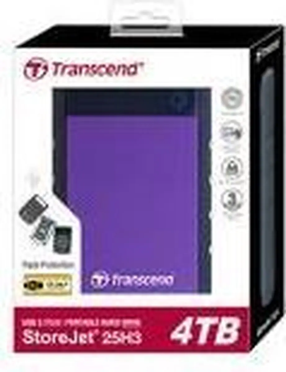 Transcend StoreJet 25H3 Rugged Externe Harde Schijf 2TB - Paars